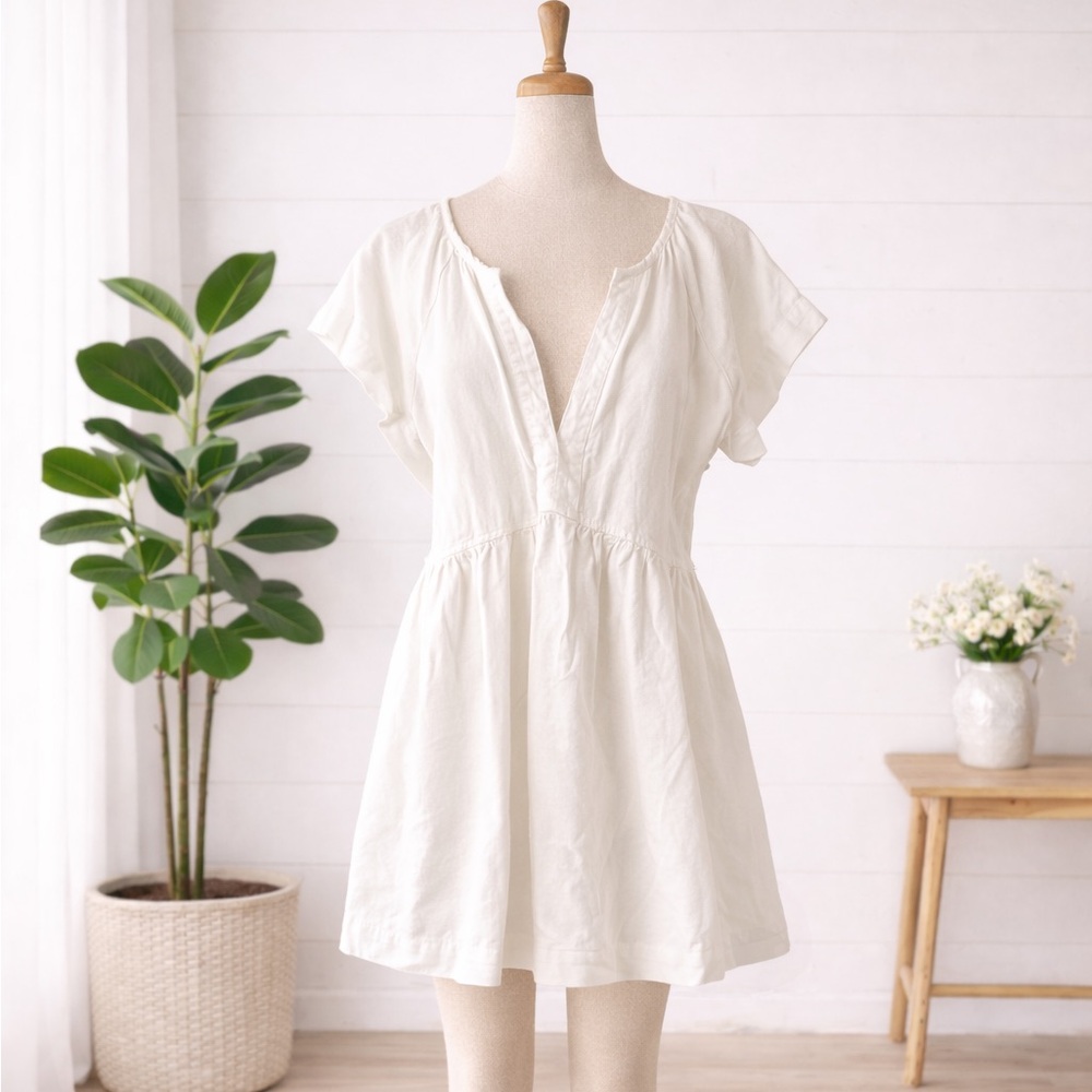 Universal Thread White Mini Dress with V-Neck